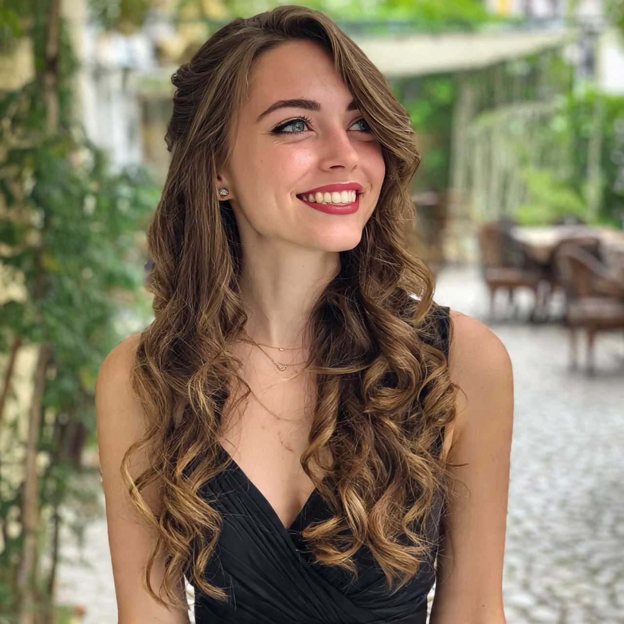 an attractive women having easy prom soft side swe