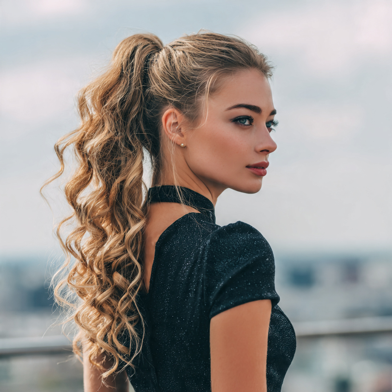 an attractive women having easy prom textured low