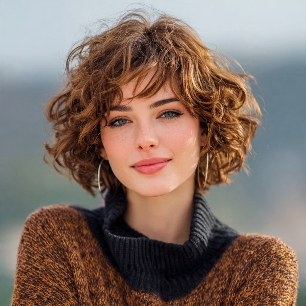 an attractive women having easy short curly bob st