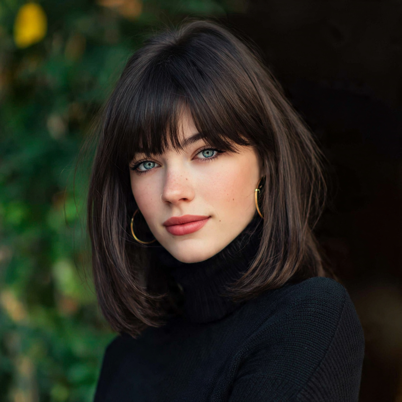 Easy Hairstyles With Bangs: 14 Simple and Stylish Looks for Everyday Hair 11 an attractive women having easy shoulder length la
