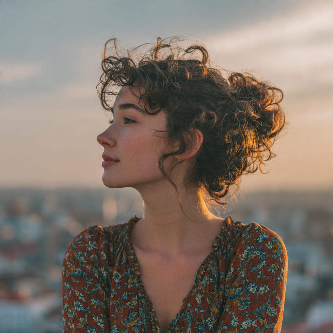an attractive women having easy soft curly low bun