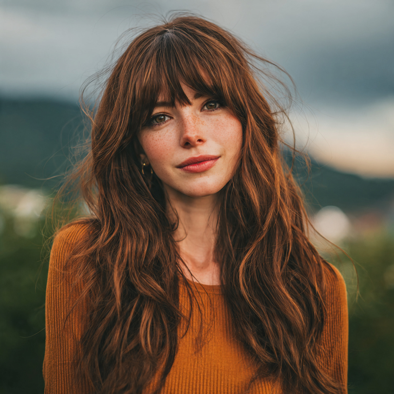 Easy Hairstyles With Bangs: 14 Simple and Stylish Looks for Everyday Hair 1 an attractive women having easy soft layered hair