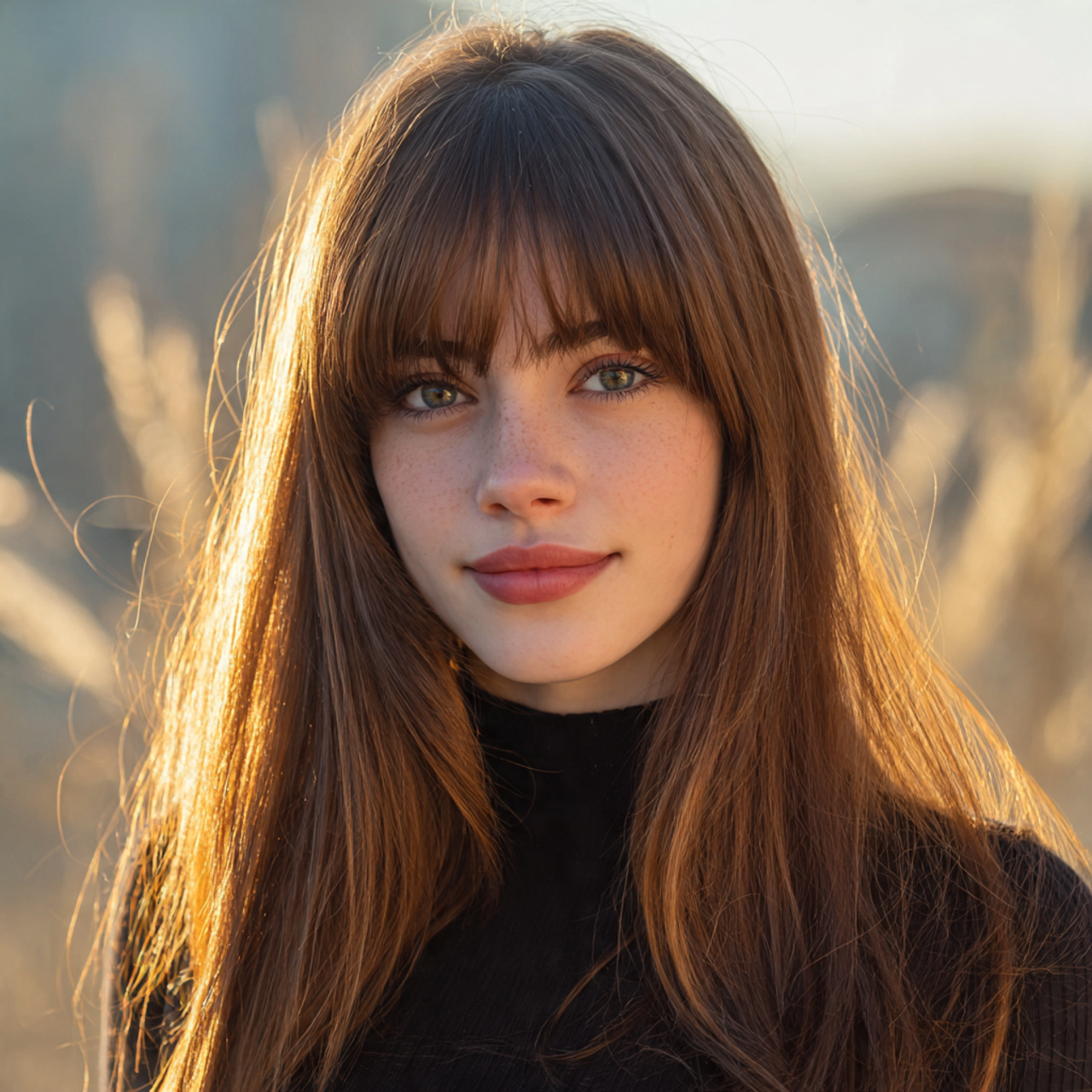 Easy Hairstyles With Bangs: 14 Simple and Stylish Looks for Everyday Hair 4 an attractive women having easy straight hair with