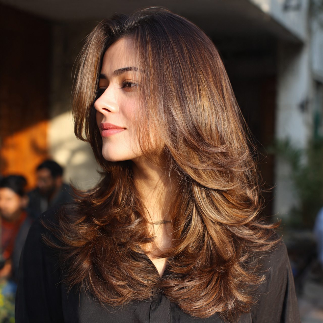 Layered Hush Cut: 13 Soft & Modern Styles for Easy Everyday Hair 13 an attractive women having layered hush cut with b