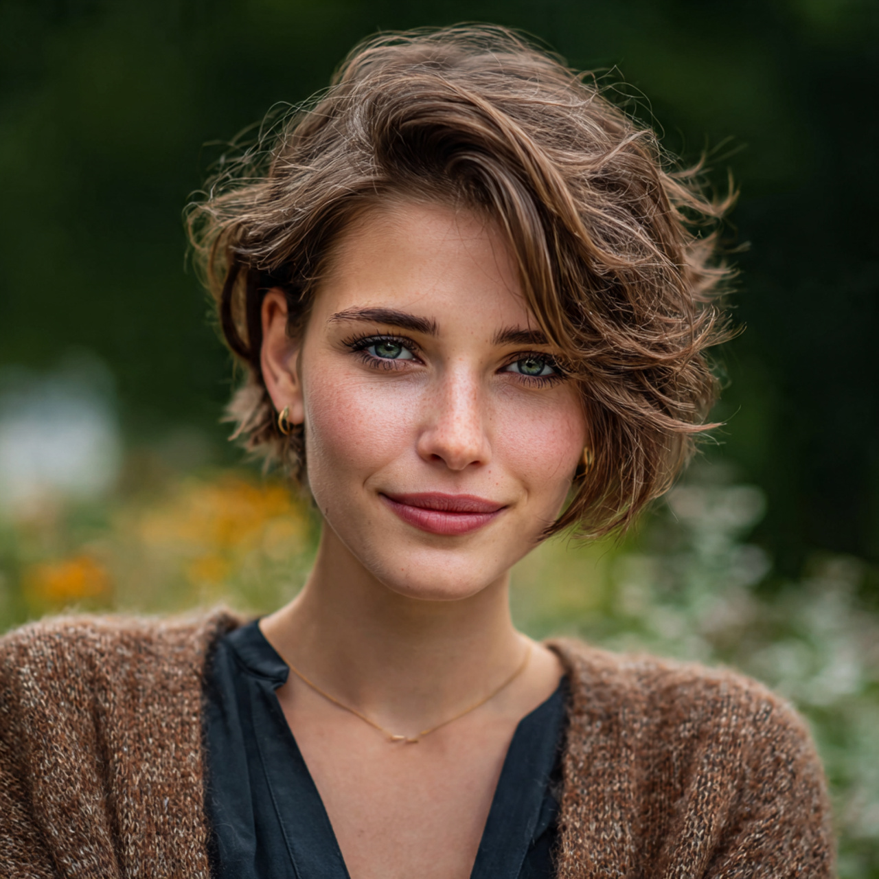 Layered Hush Cut: 13 Soft & Modern Styles for Easy Everyday Hair 10 an attractive women having layered hush cut with s