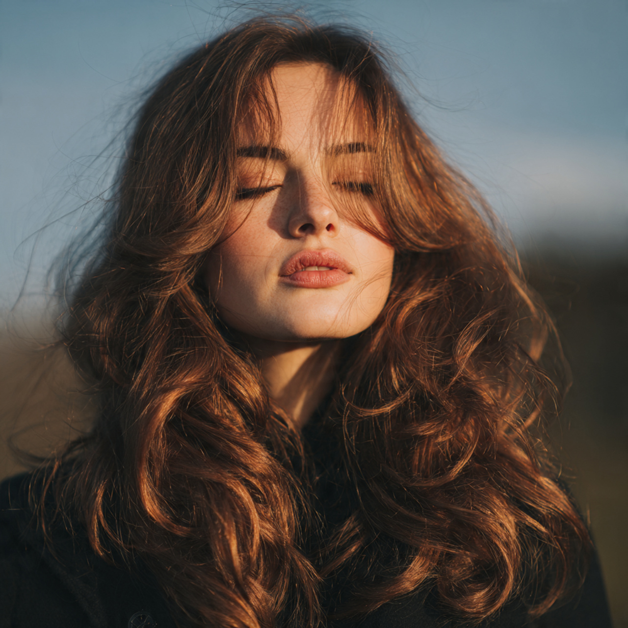 an attractive women having long hush cut with soft