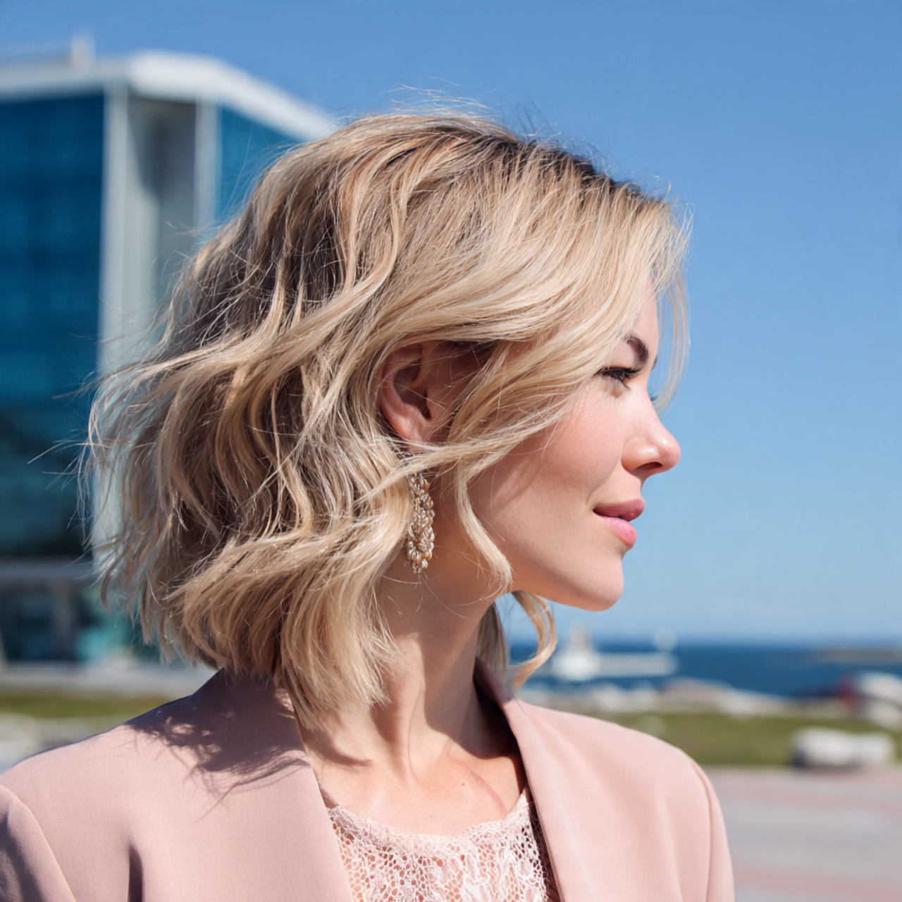 an attractive women having loose office waves easy