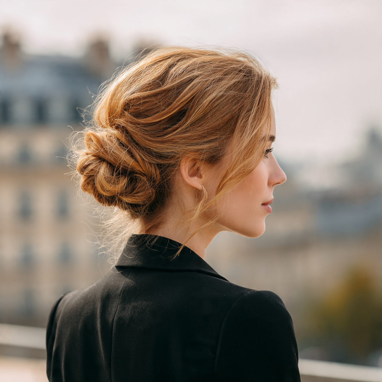 an attractive women having low twisted bun updo ha