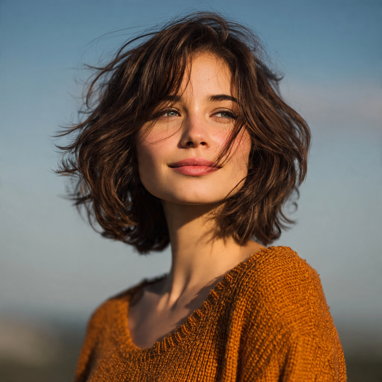 Layered Hush Cut: 13 Soft & Modern Styles for Easy Everyday Hair 5 an attractive women having medium length textured