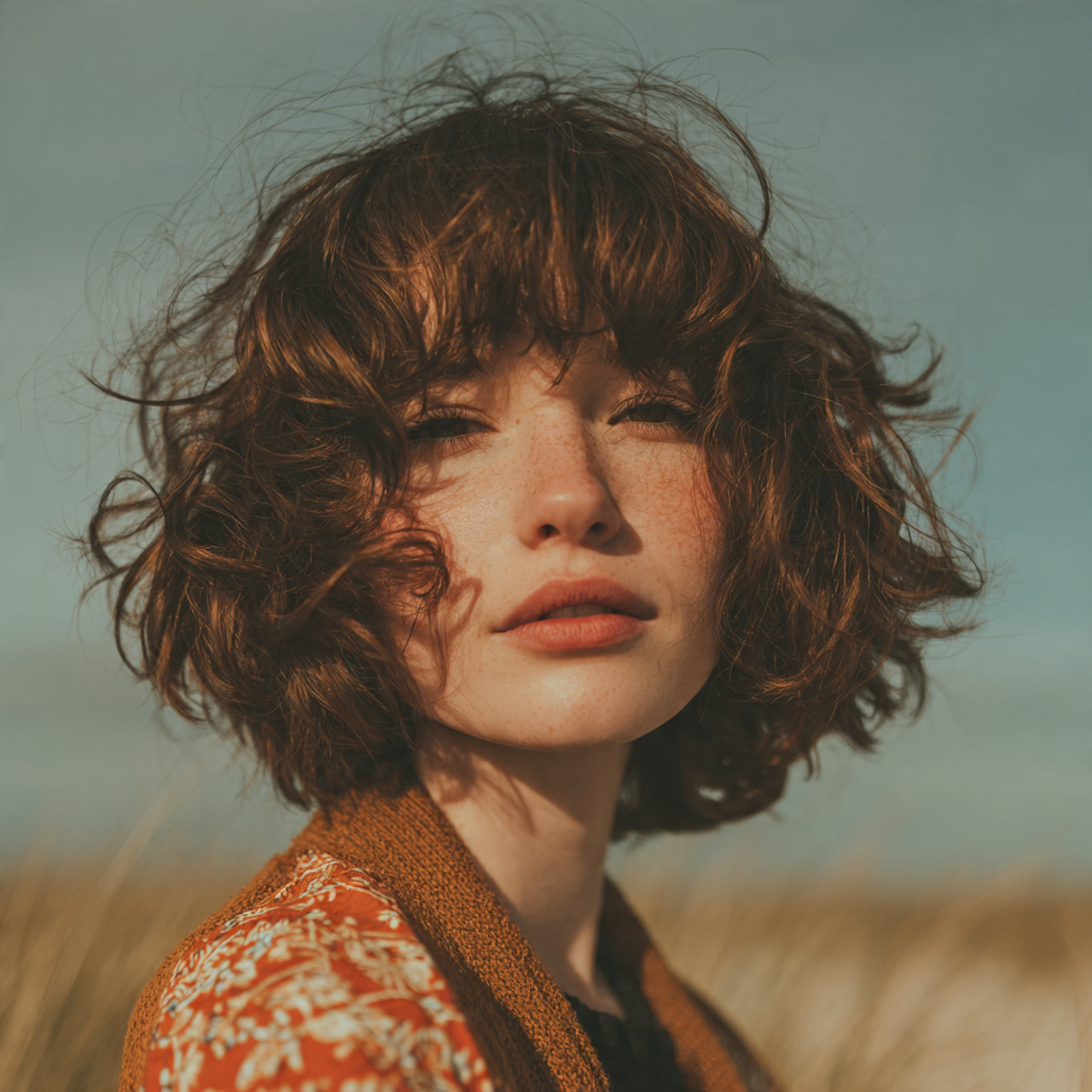 an attractive women having natural texture hush cu