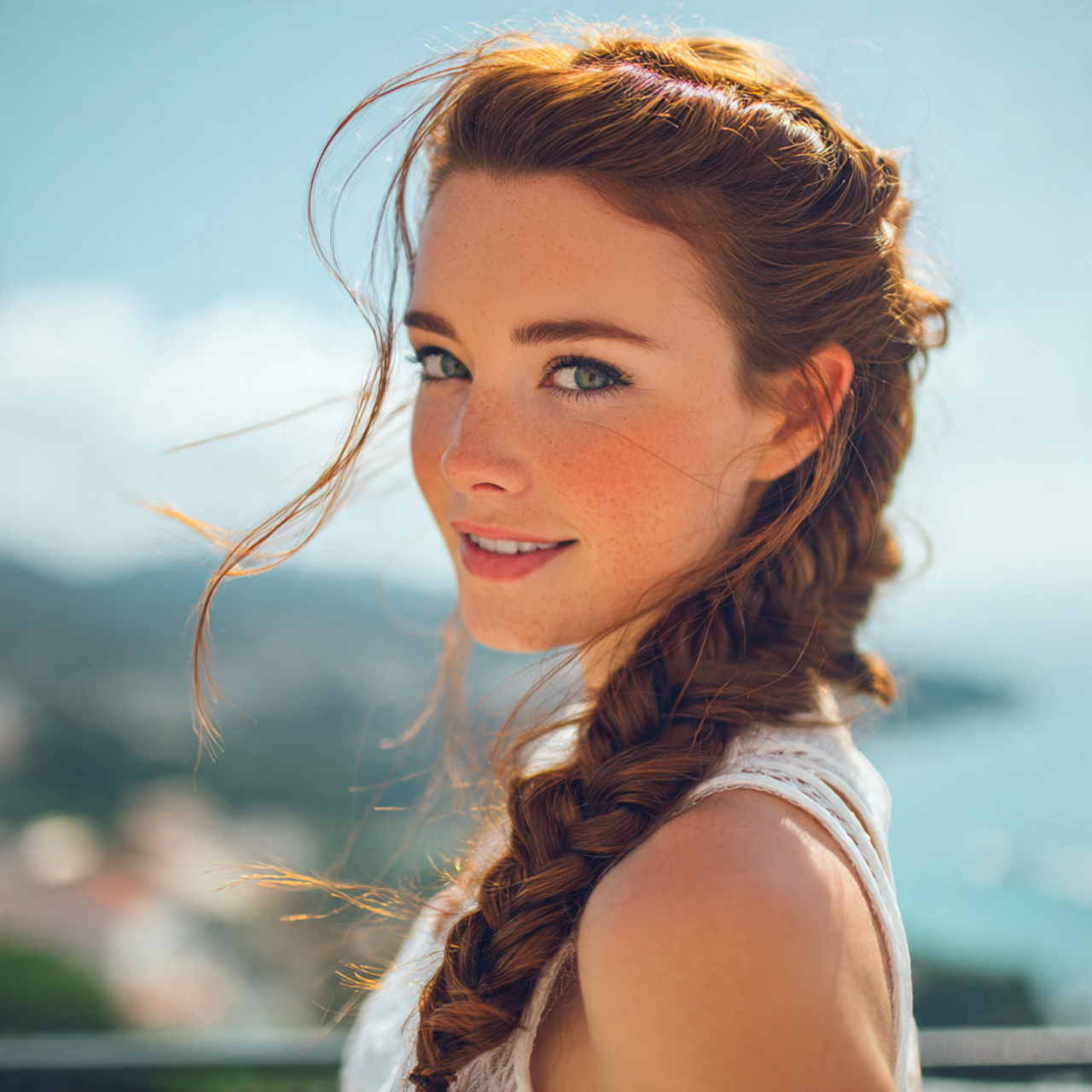 an attractive women having quick side braid easy w