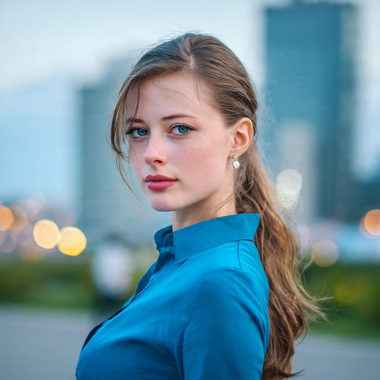 an attractive women having side part straight hair