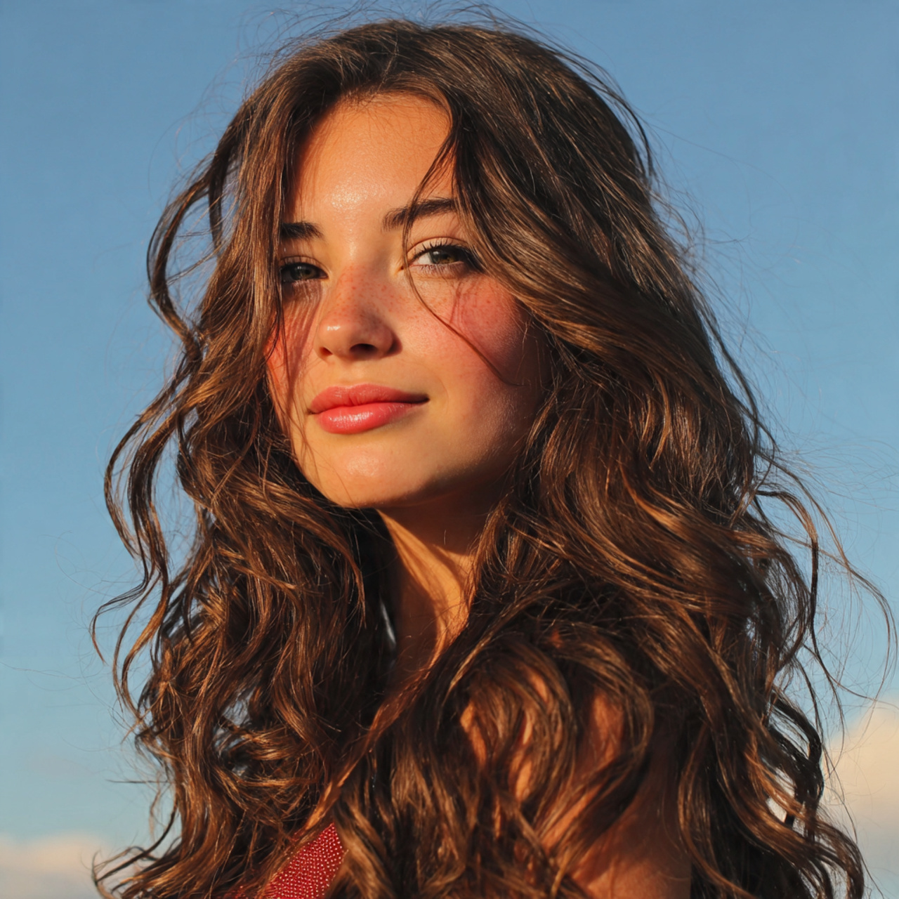 an attractive women having simple easy loose waves