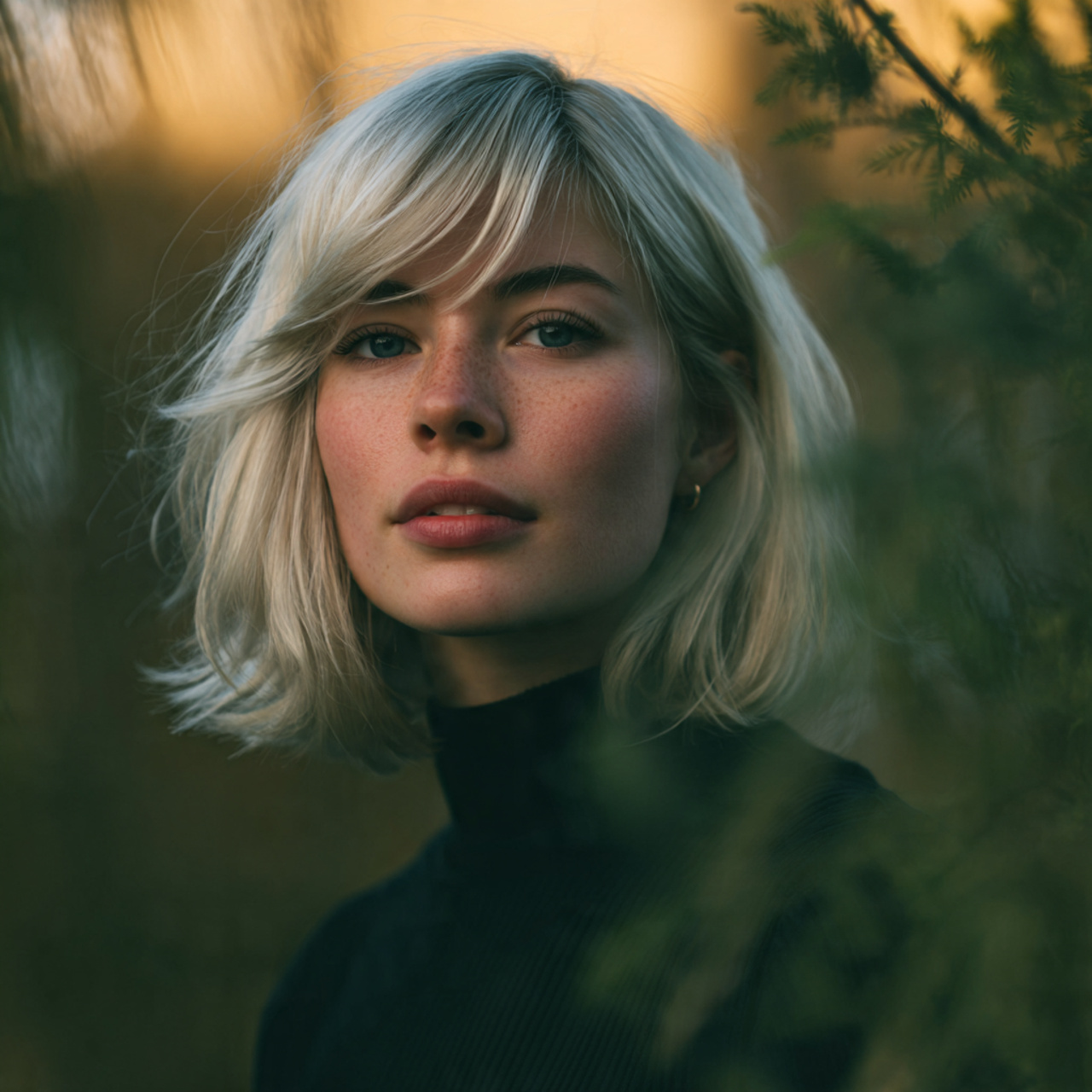 an attractive women having soft face framing hush