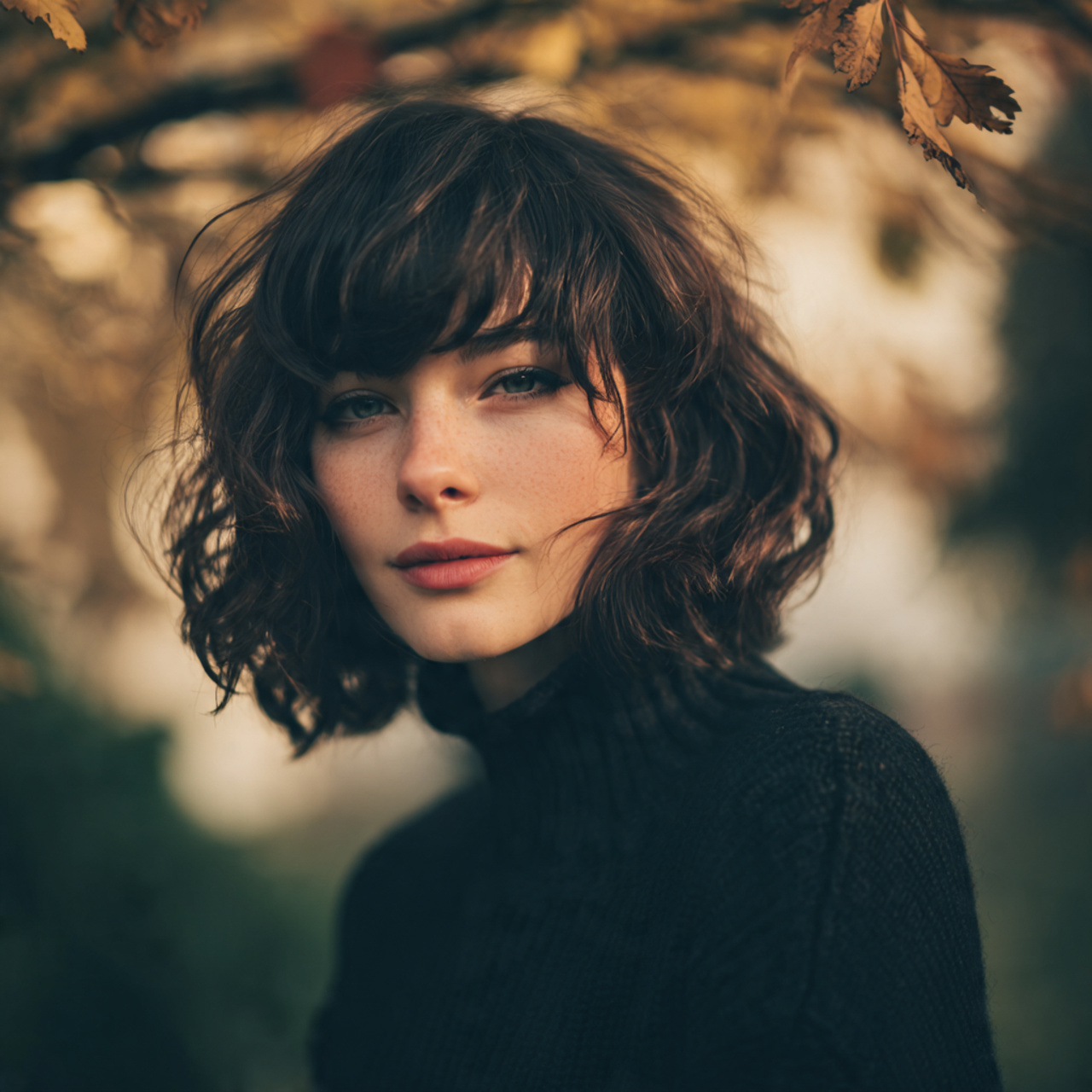 an attractive women having wavy hush cut with