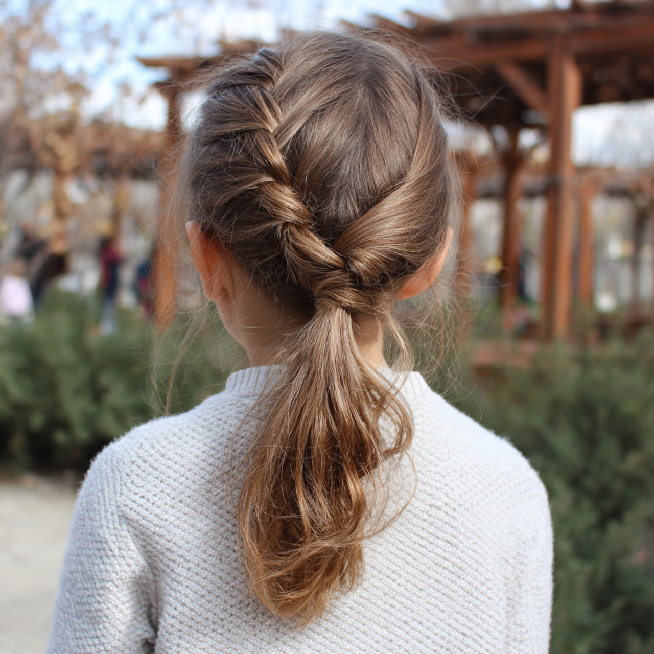 easy kid crisscross ponytails hairstyle 4k outdoor