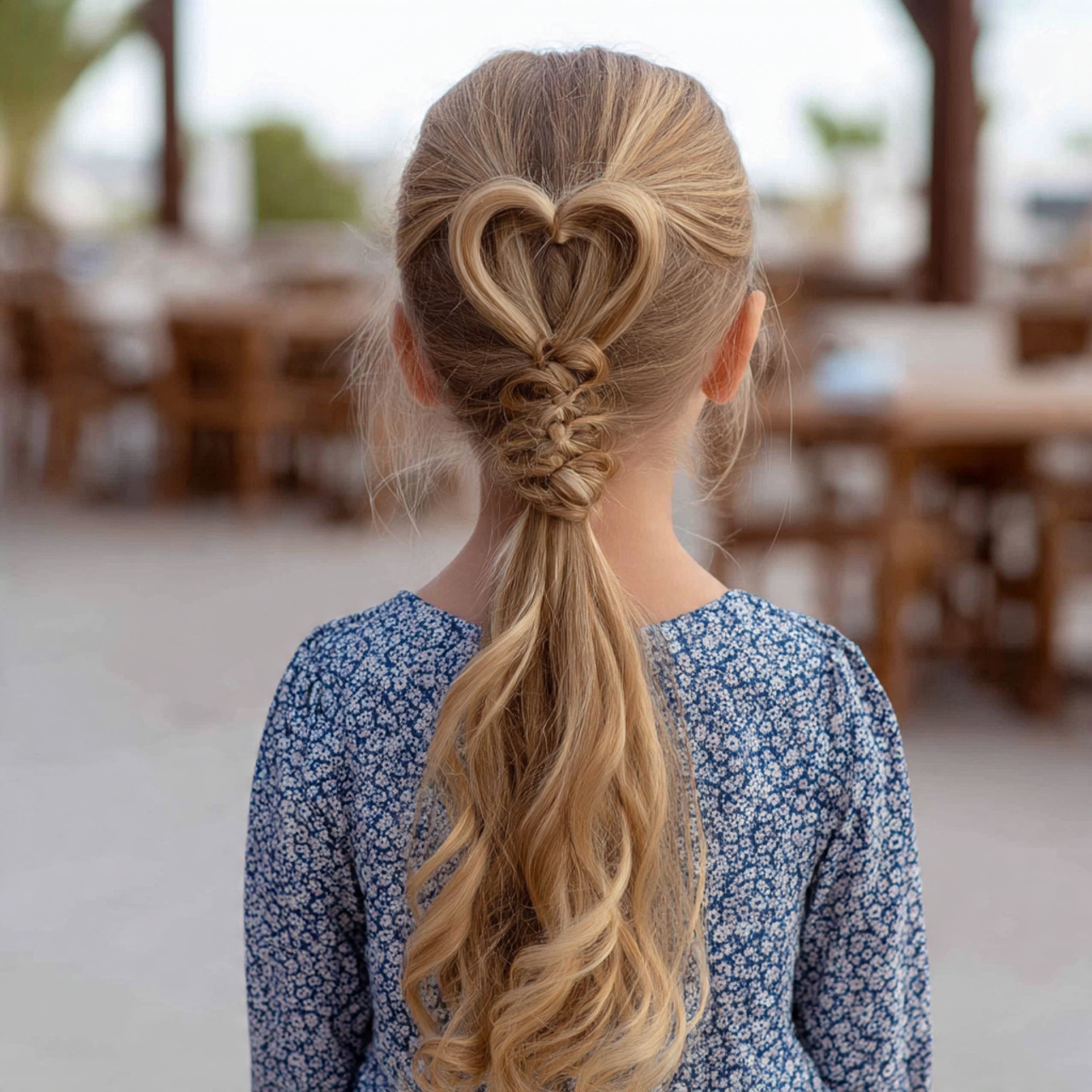 easy kid heart part ponytail hairstyle 4k outdoor