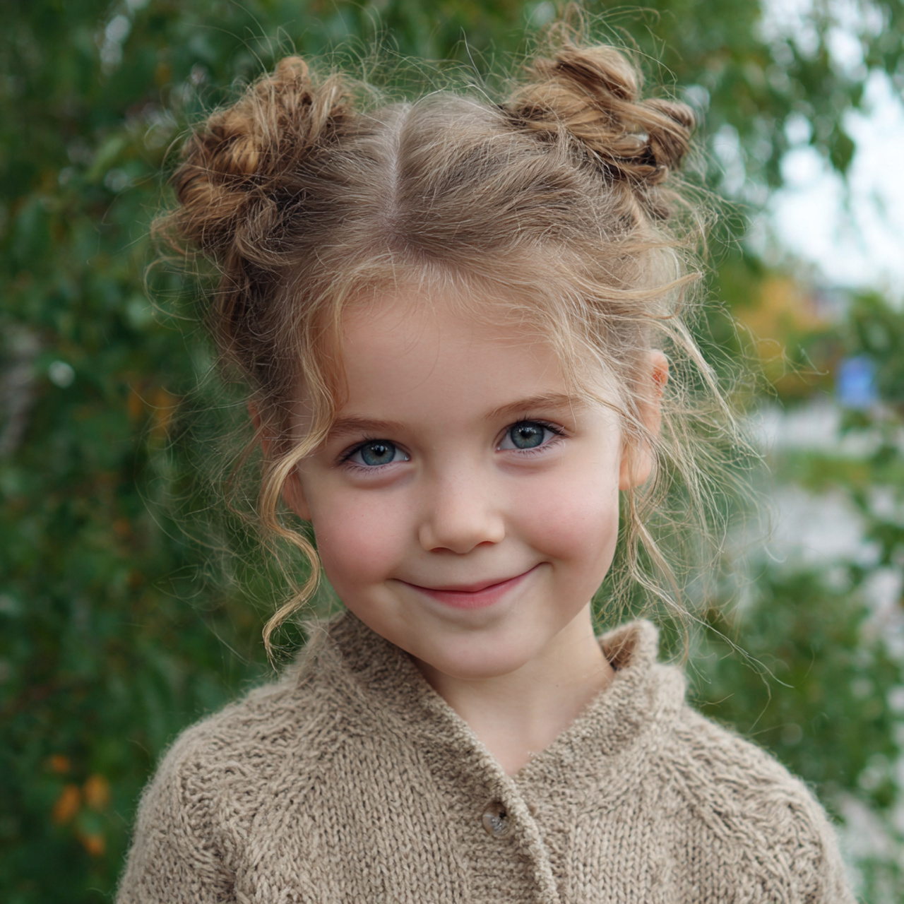 easy kid messy bun with soft strands hairstyle 4k