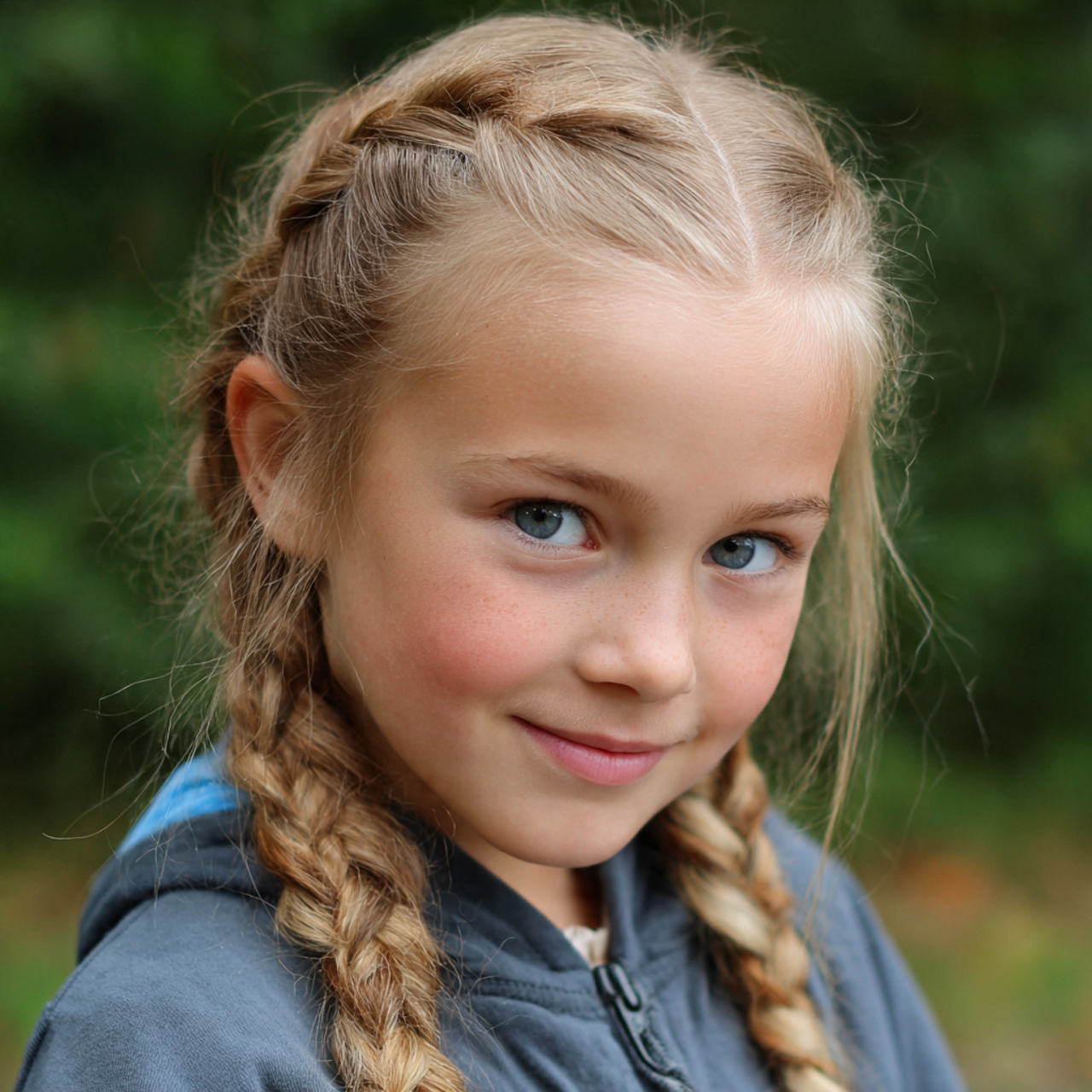 easy kid soft side braid hairstyle 4k outdoor view