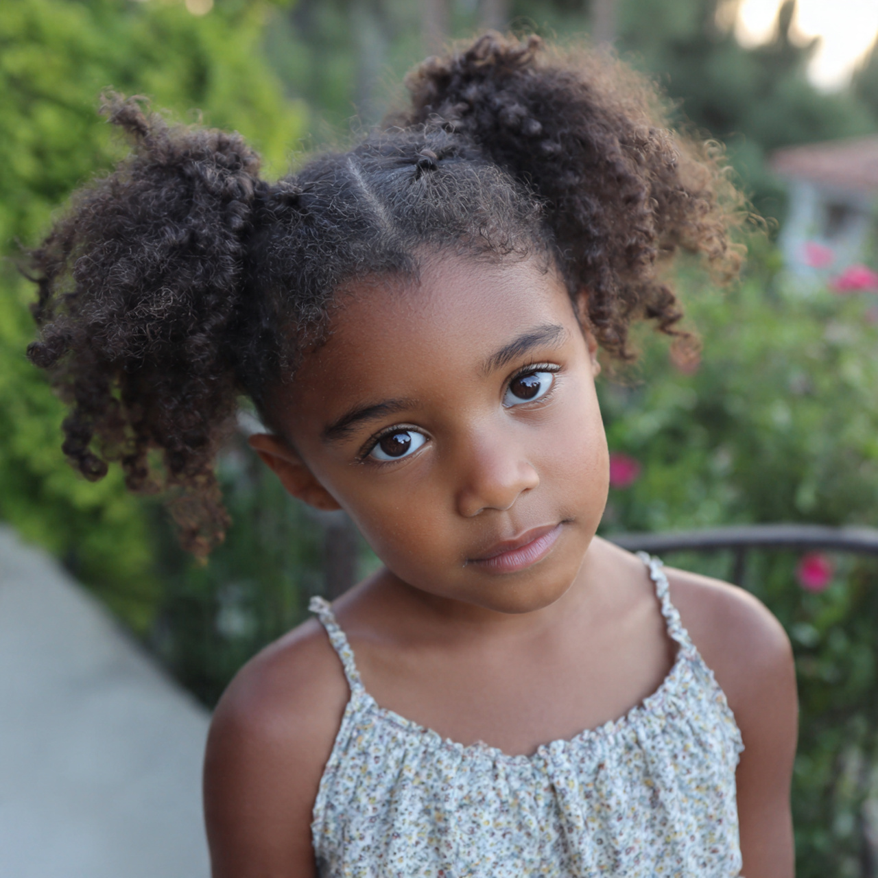 easy toddler curly puff ponytail hairstyle with ou