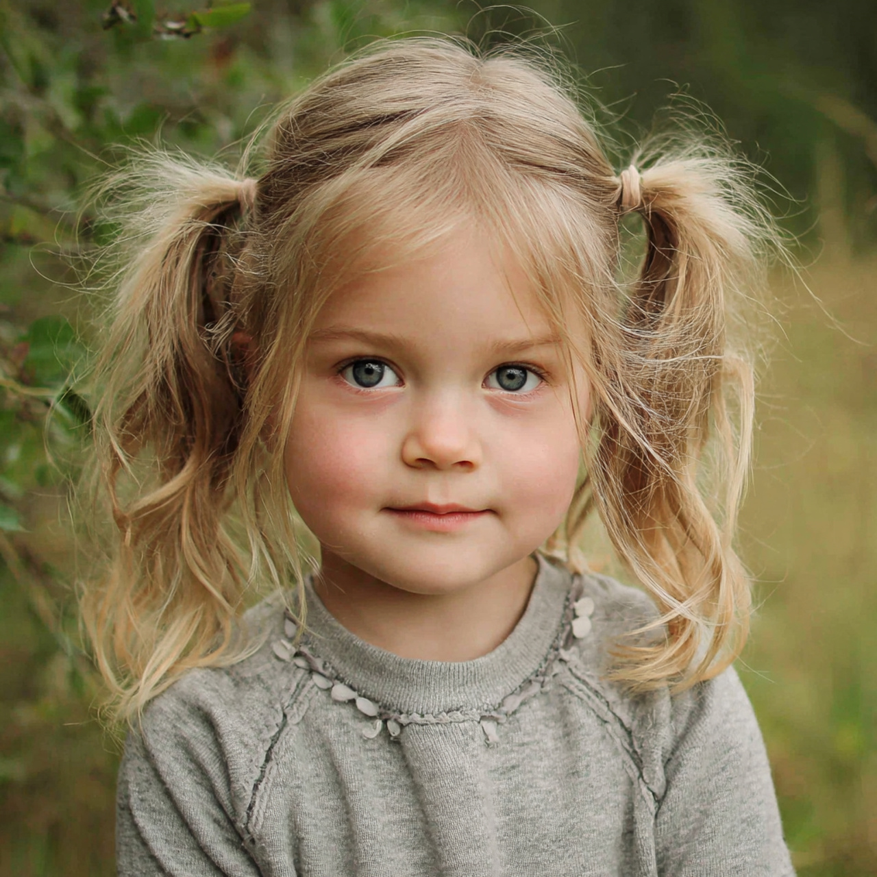 easy toddler double mini ponytails hairstyle with