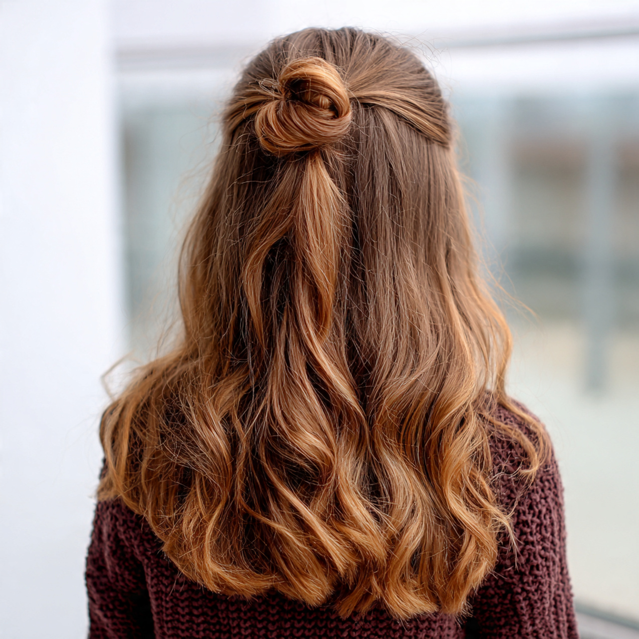 half up mini bun for school with cool 4k view