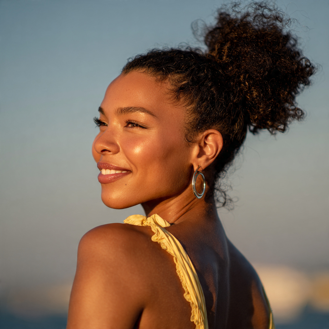 soft puff ponytail an attractive woman having easy
