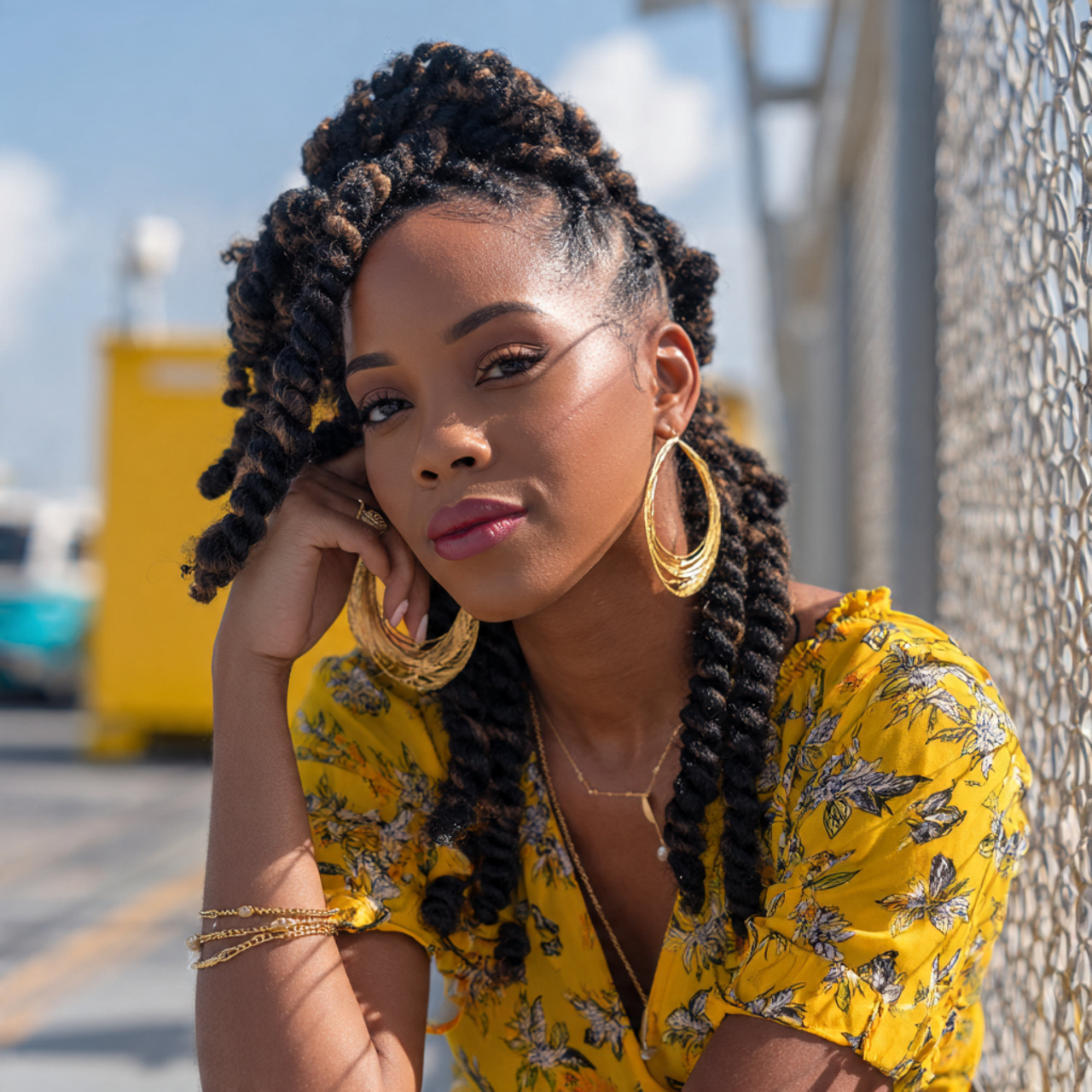 two strand twists an attractive woman having easy