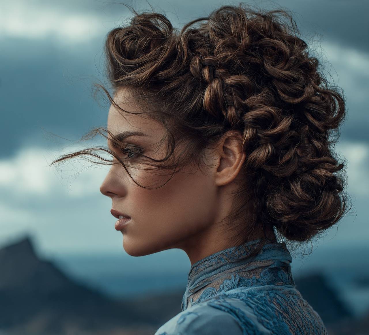 Braided Curly Updo