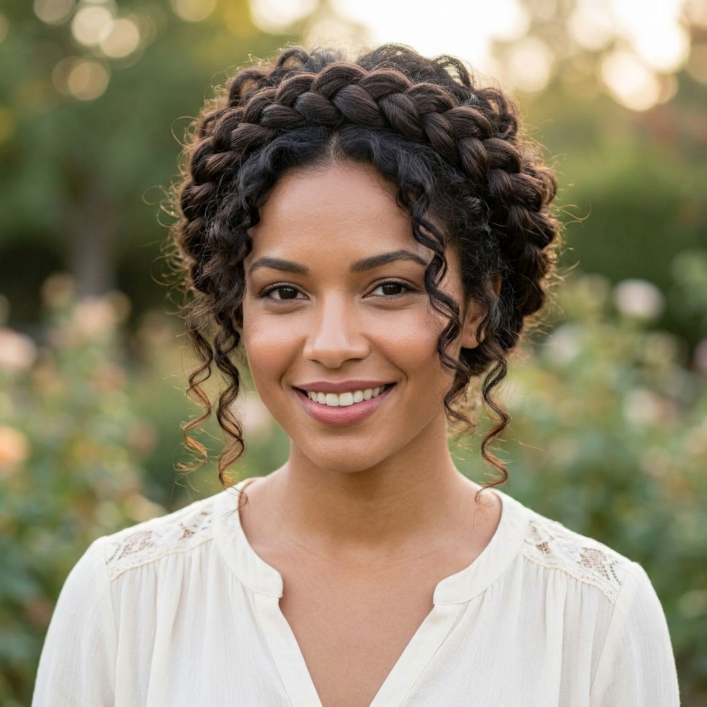 15 Long Curly Hairstyles That Will Transform How You See Your Hair 12 Long Curly Braided Crown