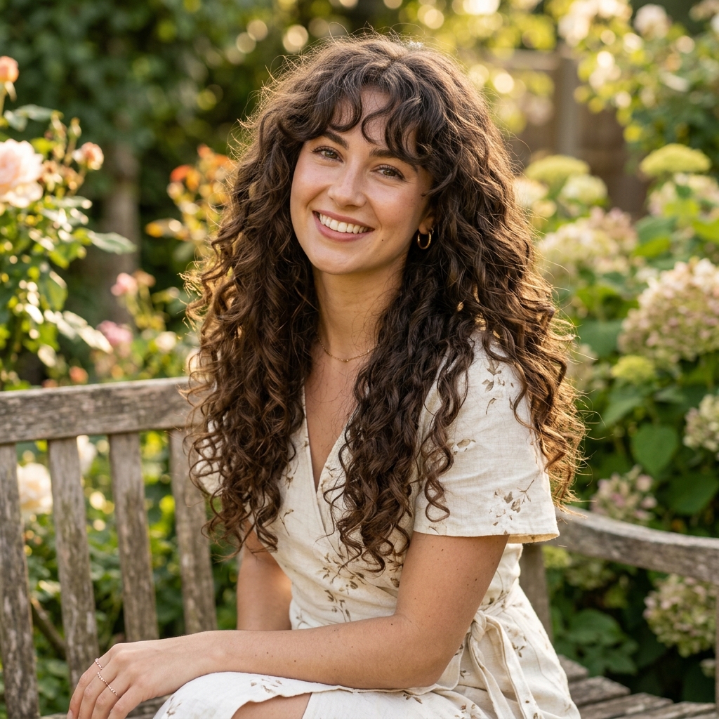 15 Long Curly Hairstyles That Will Transform How You See Your Hair 10 Long Curly Hair with Curtain Bangs