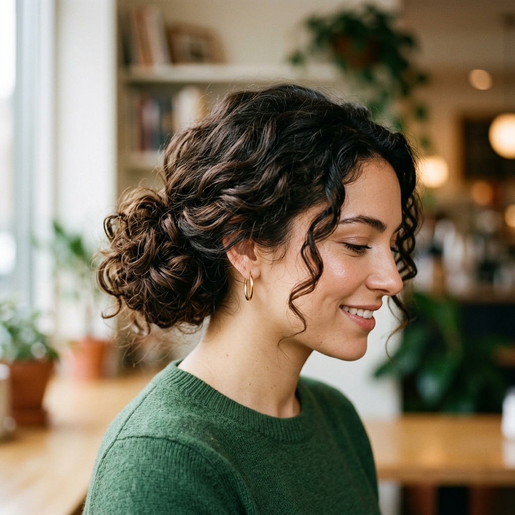 15 Long Curly Hairstyles That Will Transform How You See Your Hair 13 Long Curly Low Bun