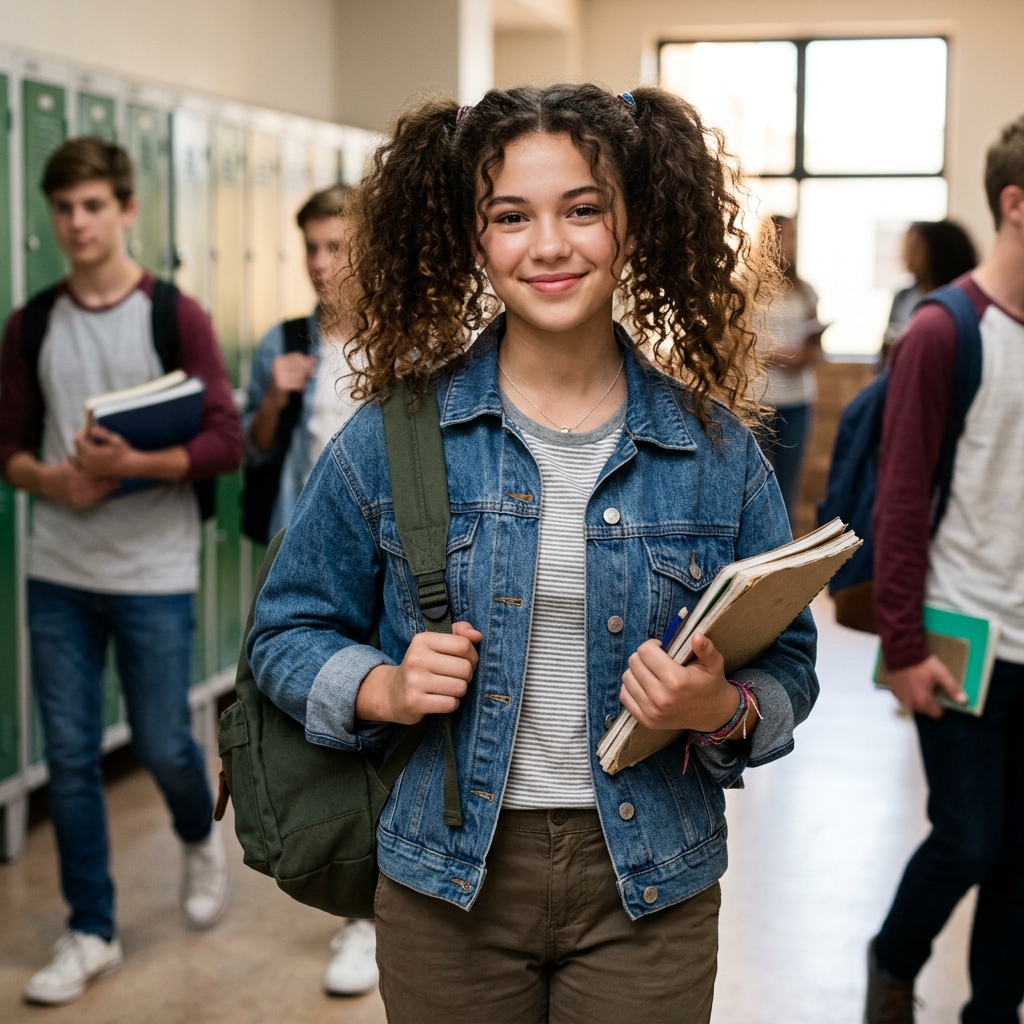 Teen with curly pigtails hairstyle 202606131847