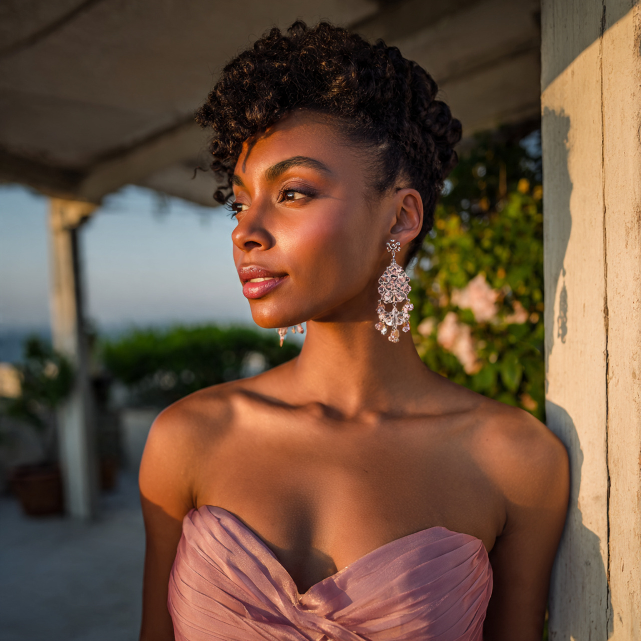 an attractive black woman with a prom twisted updo