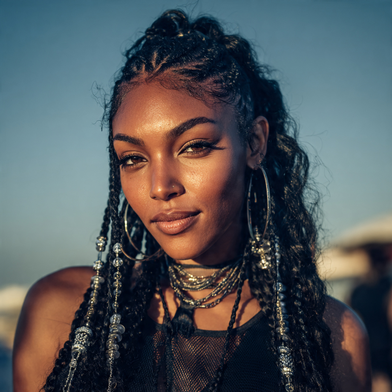 an attractive black woman with prom fulani braids