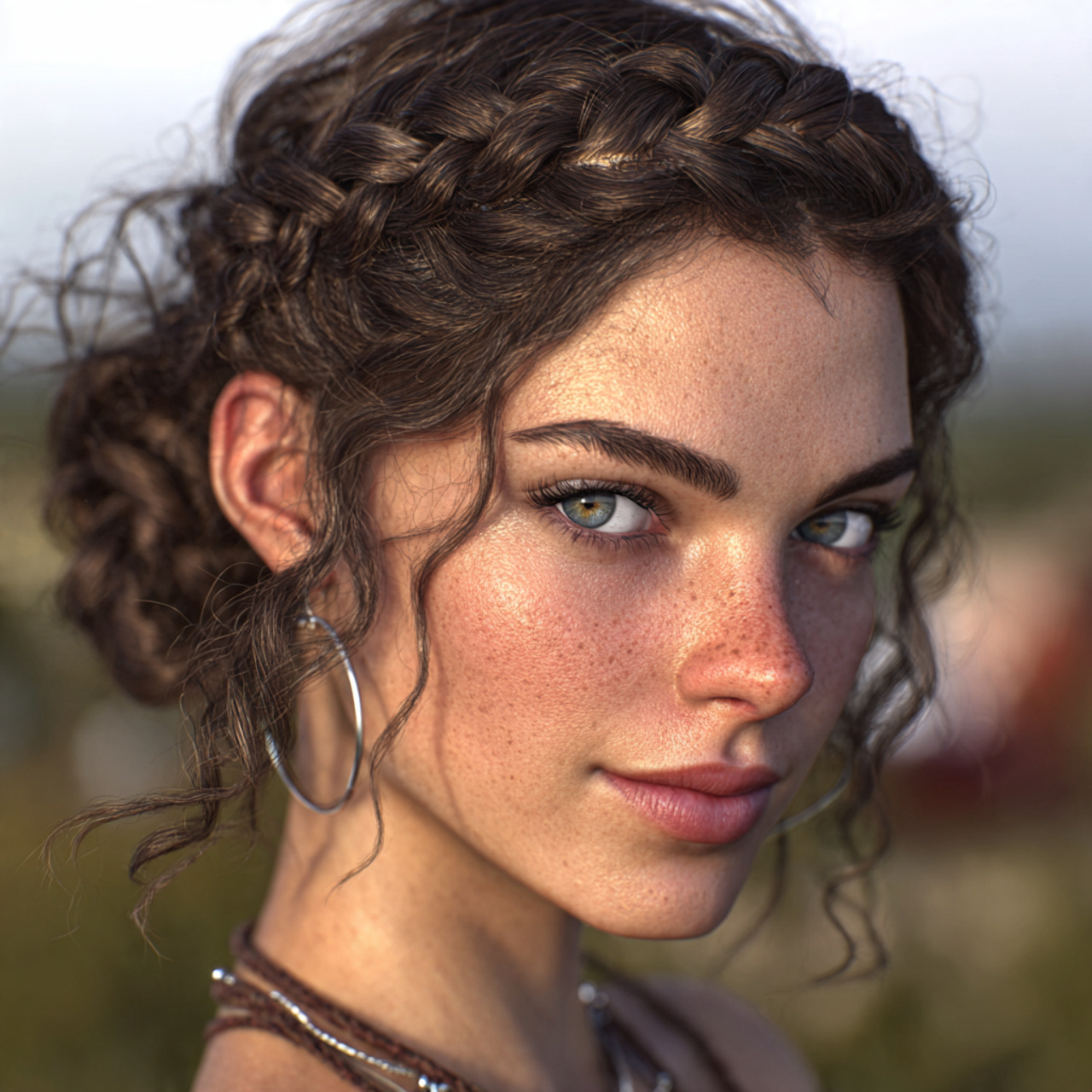an attractive lady with a cute curly braided crown