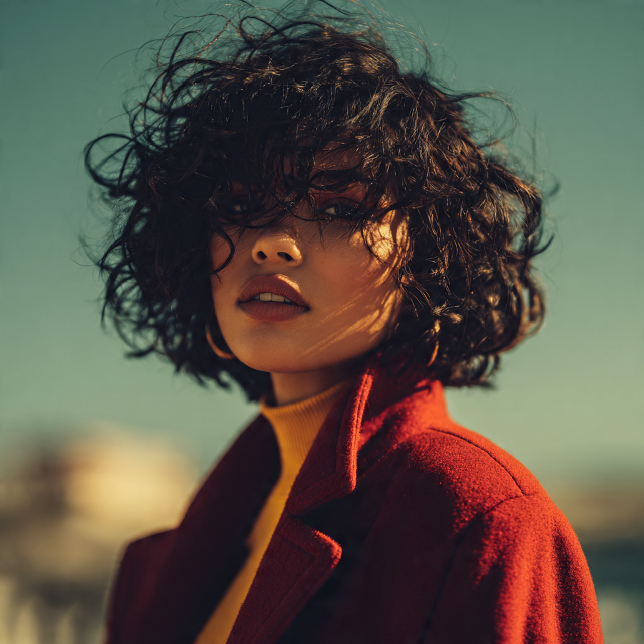 an attractive woman with a curly bob cut hairstyle