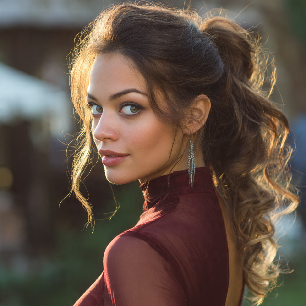 an attractive woman with a prom low ponytail with