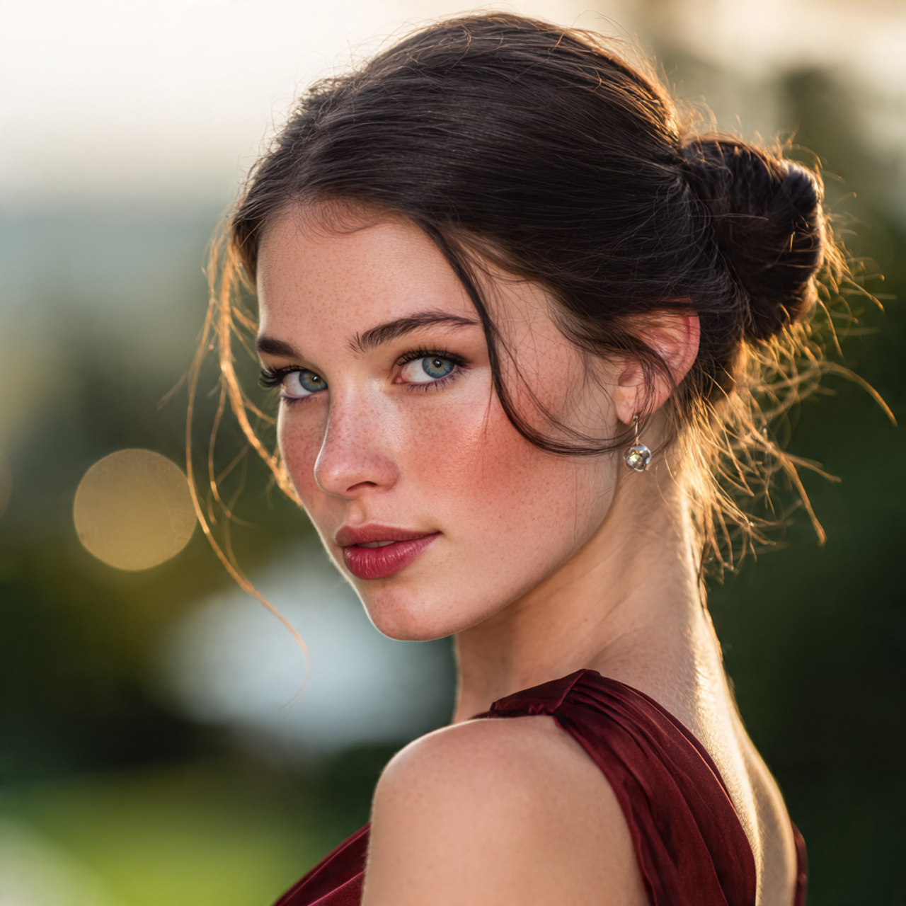 an attractive woman with a prom sleek low bun hair