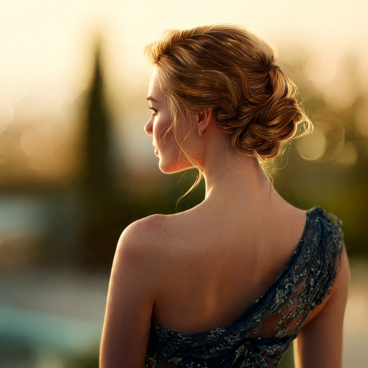 an attractive woman with a prom twisted low chigno