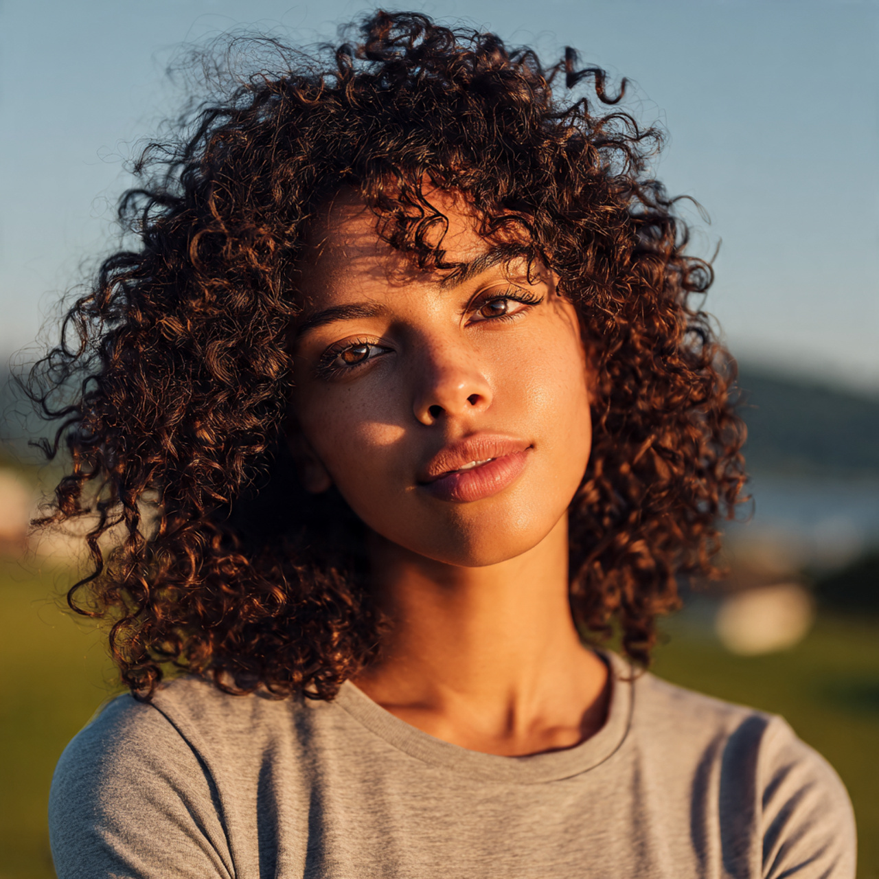 an attractive woman with cute curly defined ringle