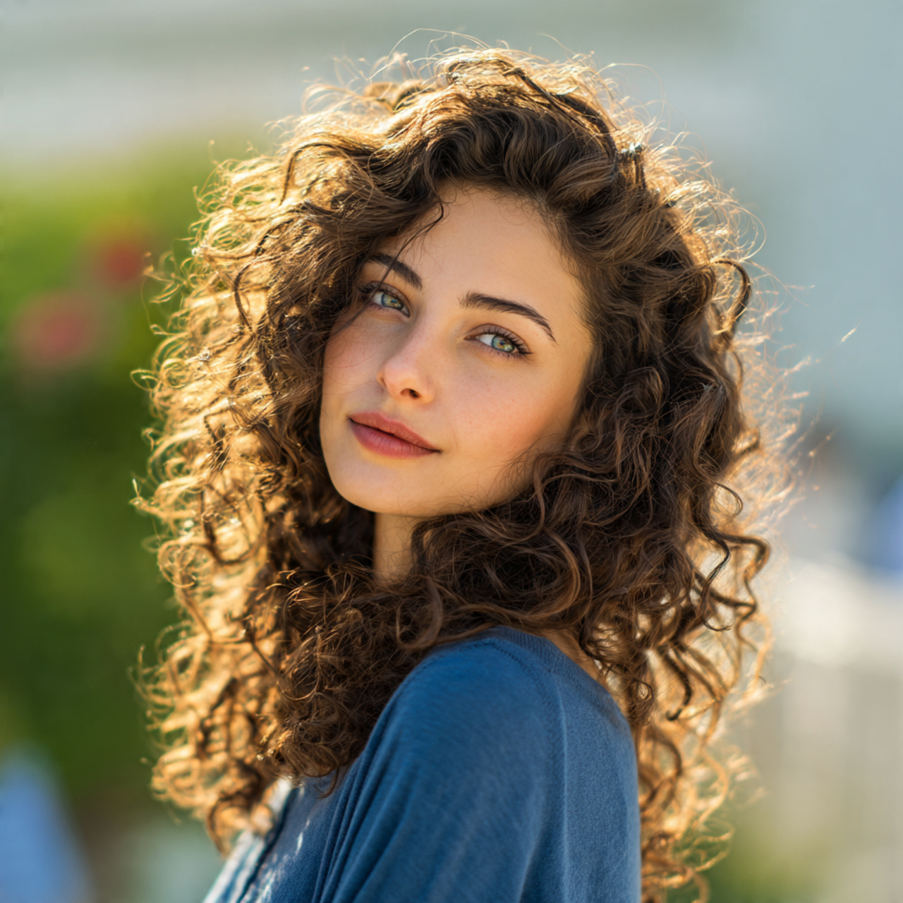 an attractive woman with cute curly soft loose cur