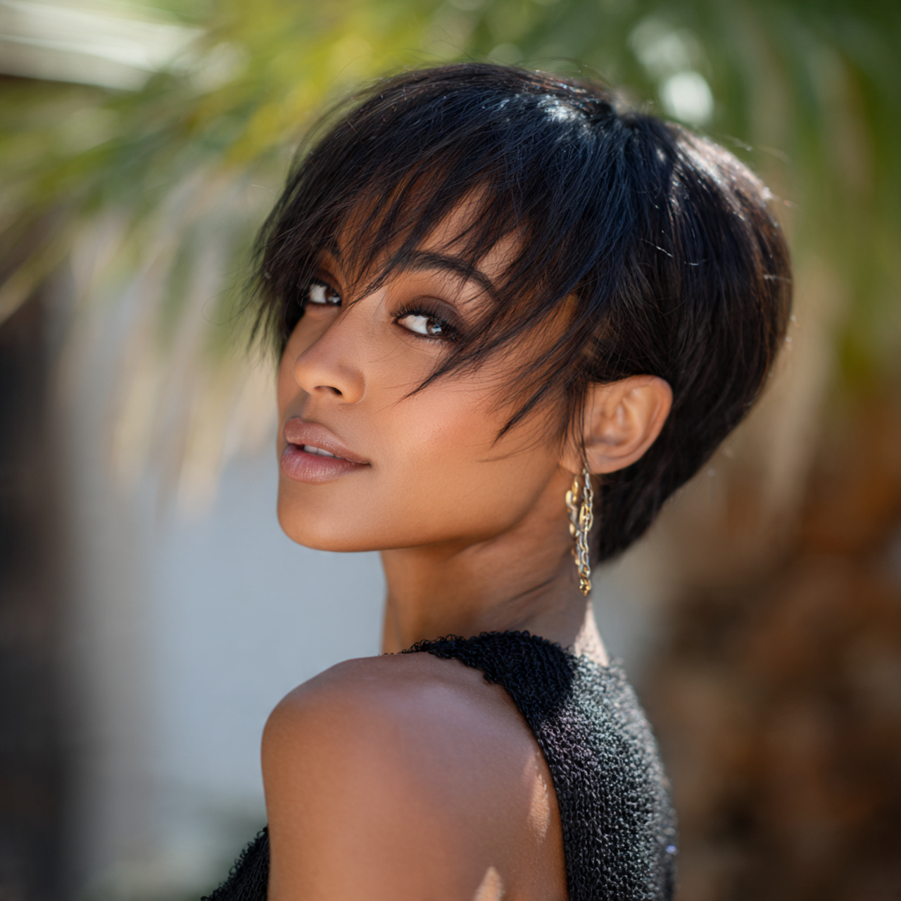 attractive black woman with chin length bixie 90s