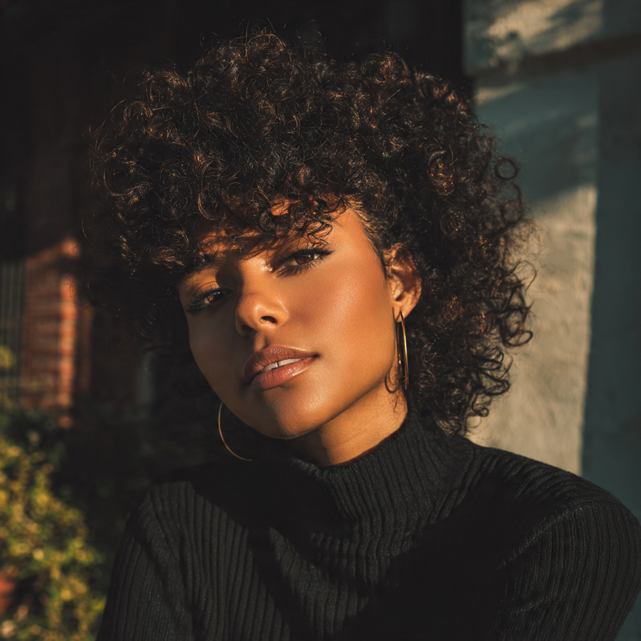 attractive black woman with curly fringe bixie 90s