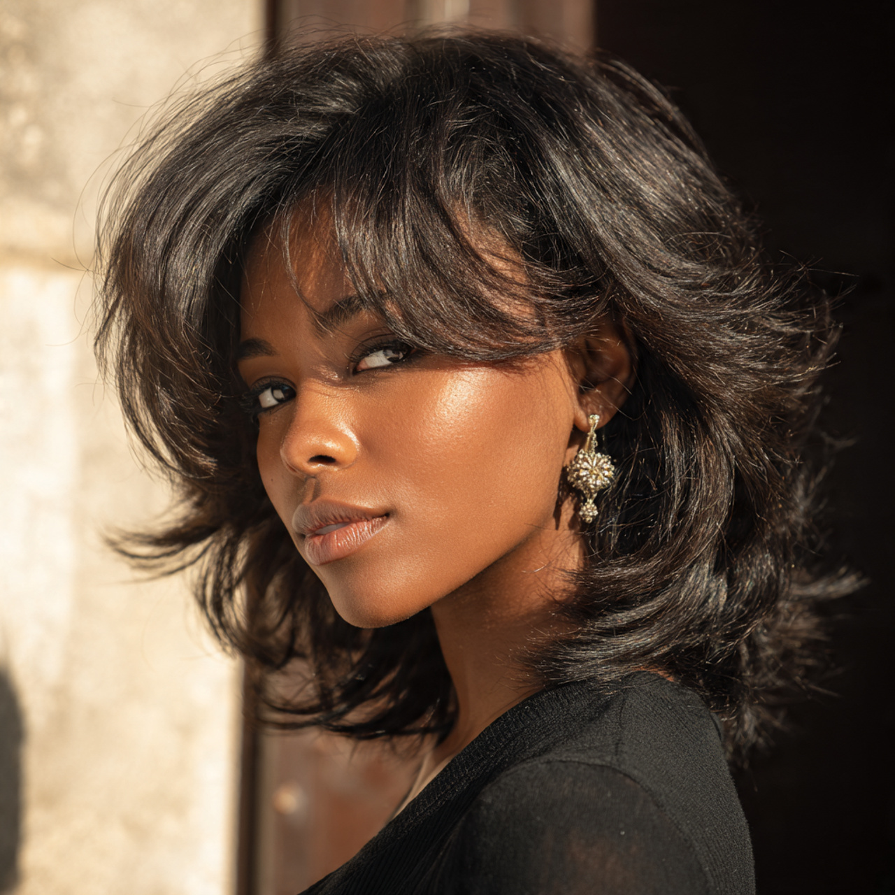 attractive black woman with layered volume bixie 9