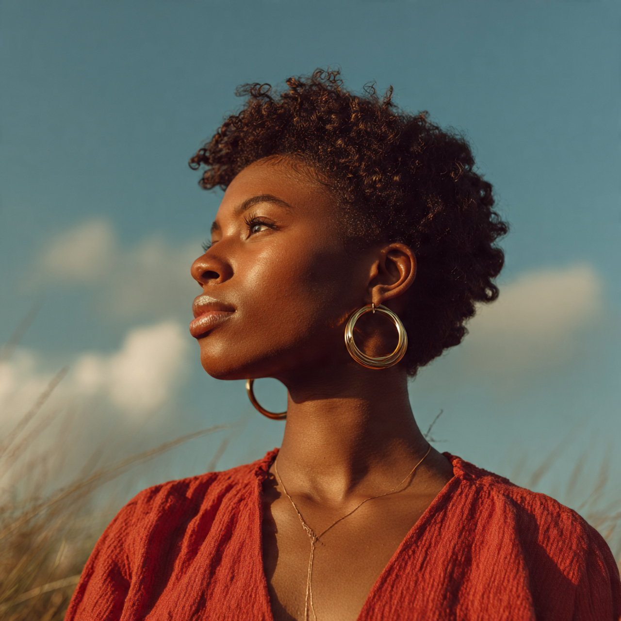 attractive black woman with textured natural