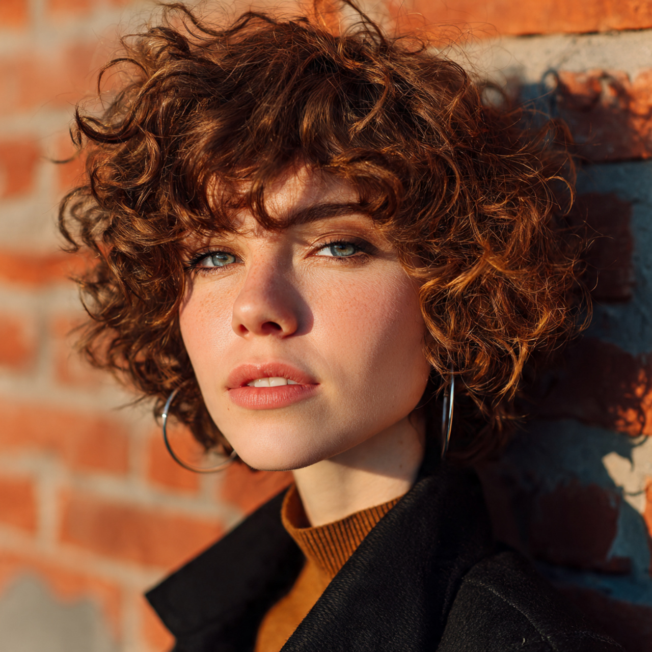 attractive woman with cute curly fringe hairstyle