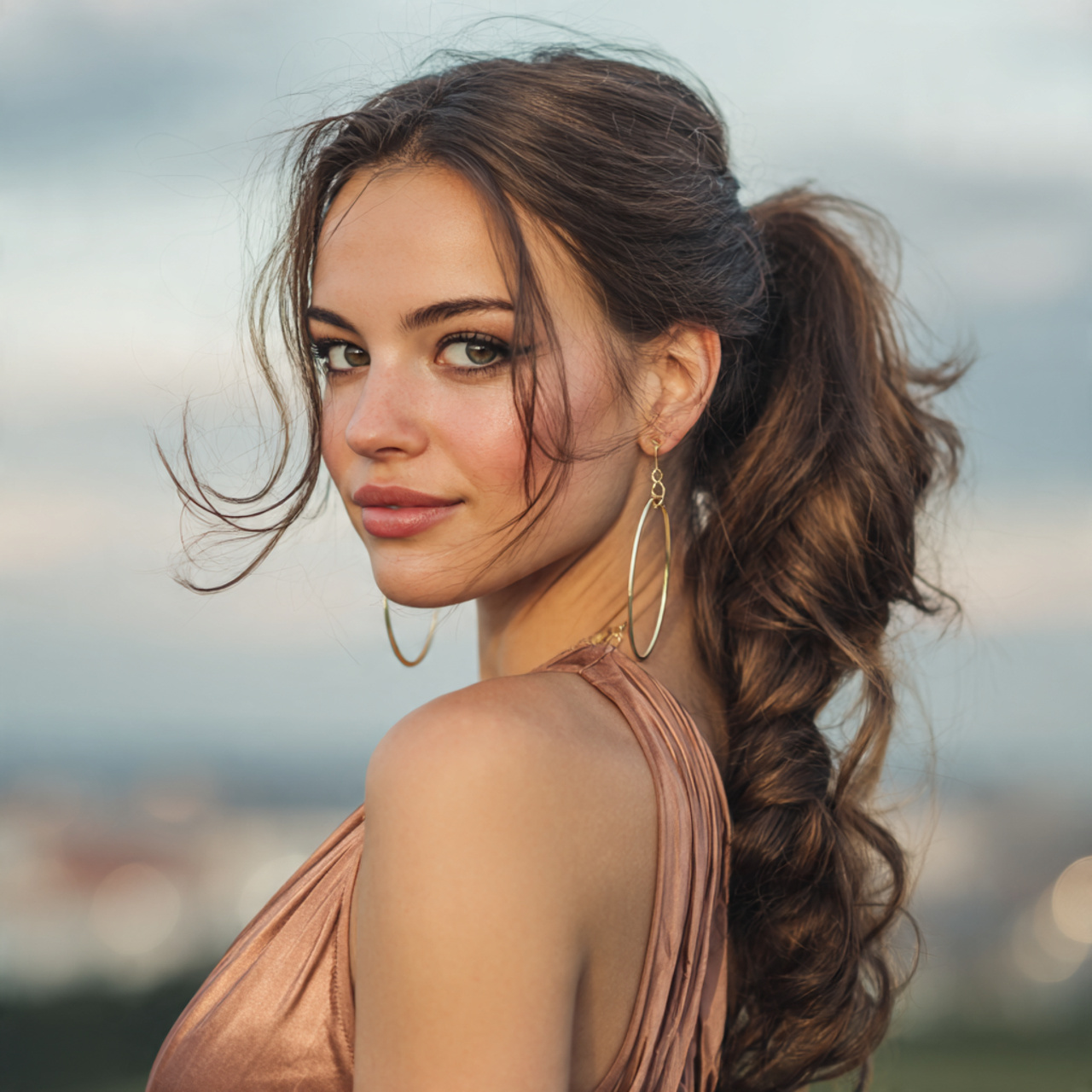 attractive woman with prom loose braided ponytail