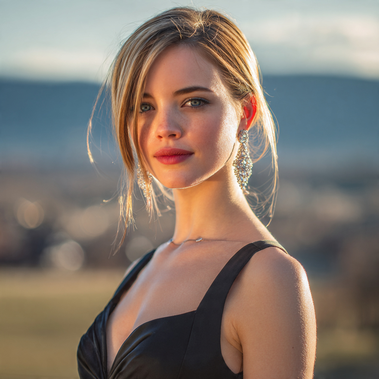 attractive woman with prom ready straight and slee