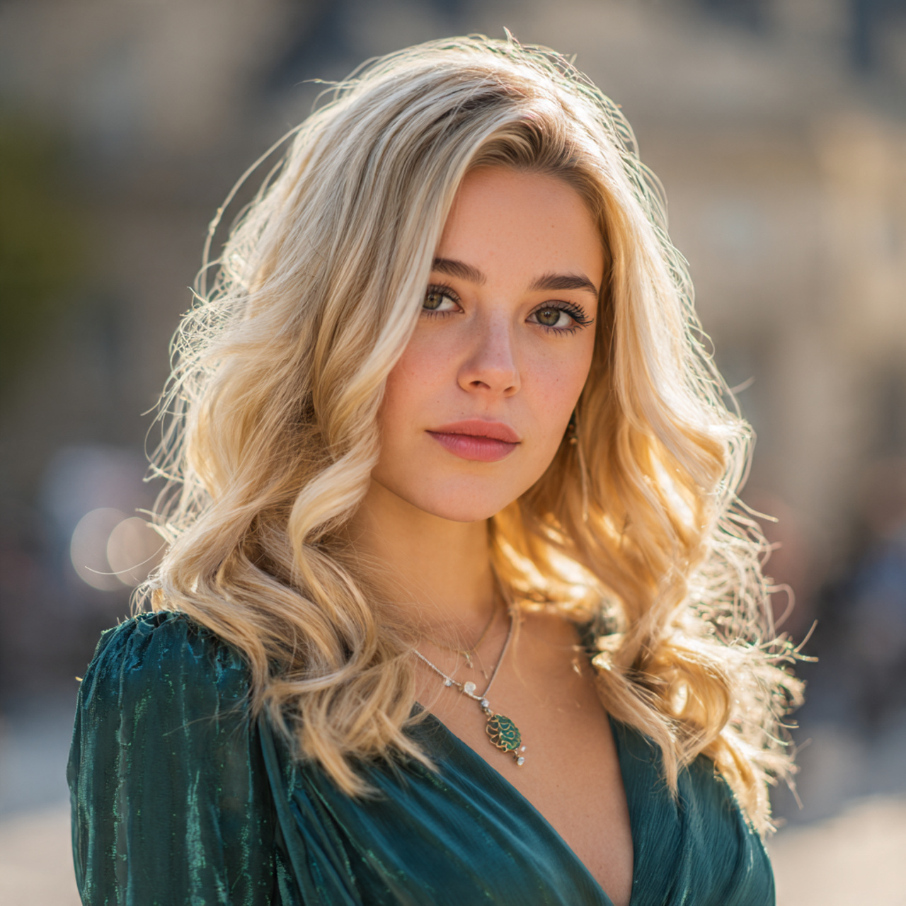 attractive woman with prom soft loose waves hairst